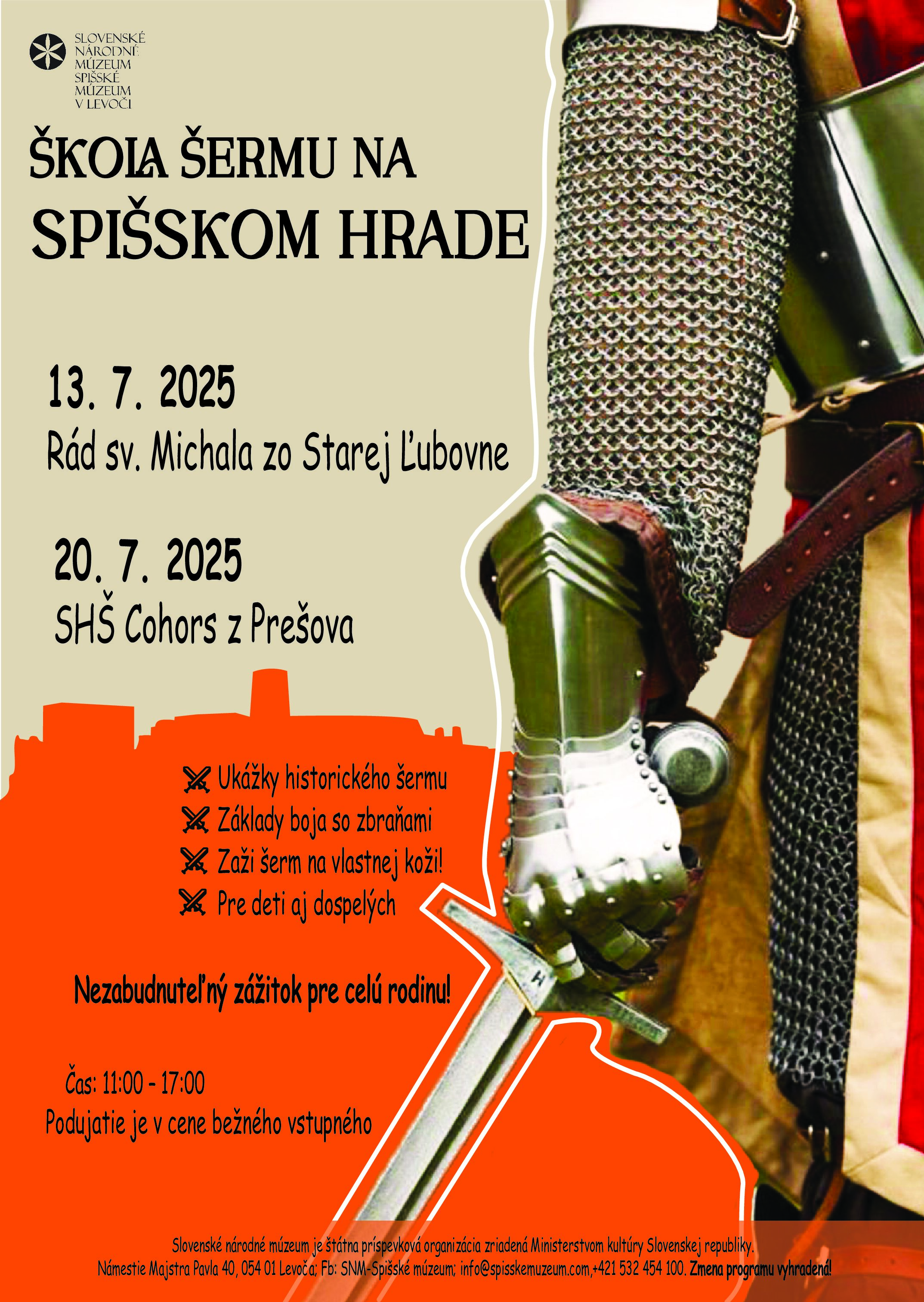 Pozývame Vás na Školu šermu na Spišskom hrade!